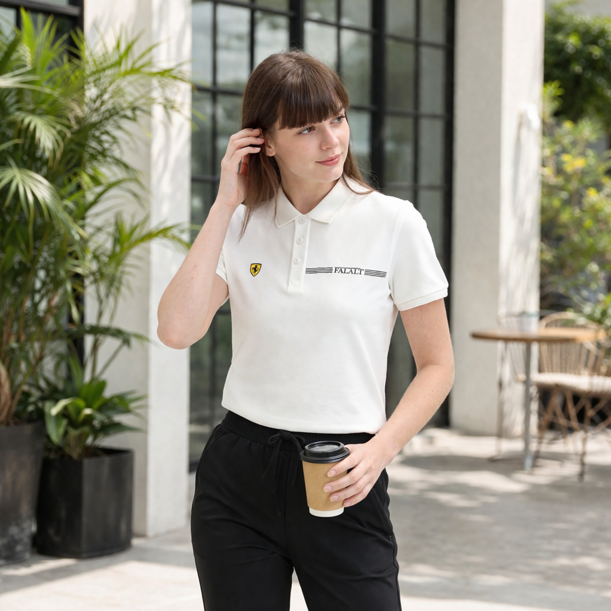【FALALI】Short-sleeved cooling polo shirt - Women's (white) , , large