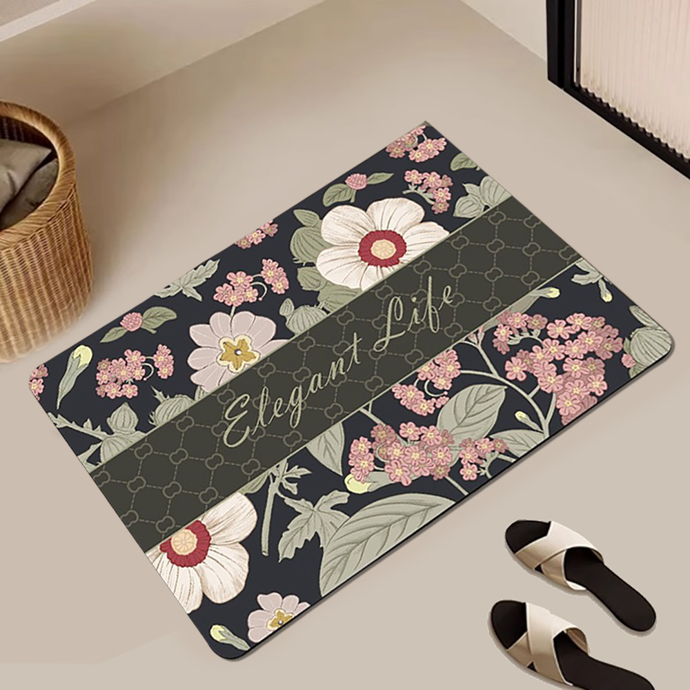 Soft diatomaceous earth water-absorbing non-slip floor mat with color printing, , large