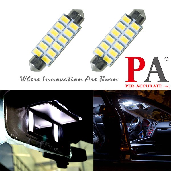 【PA LED】好亮 雙尖 41MM 12晶 5630 SMD LED 超白光 室內燈 閱讀燈 化妝燈 牌照燈 行李箱燈, , large