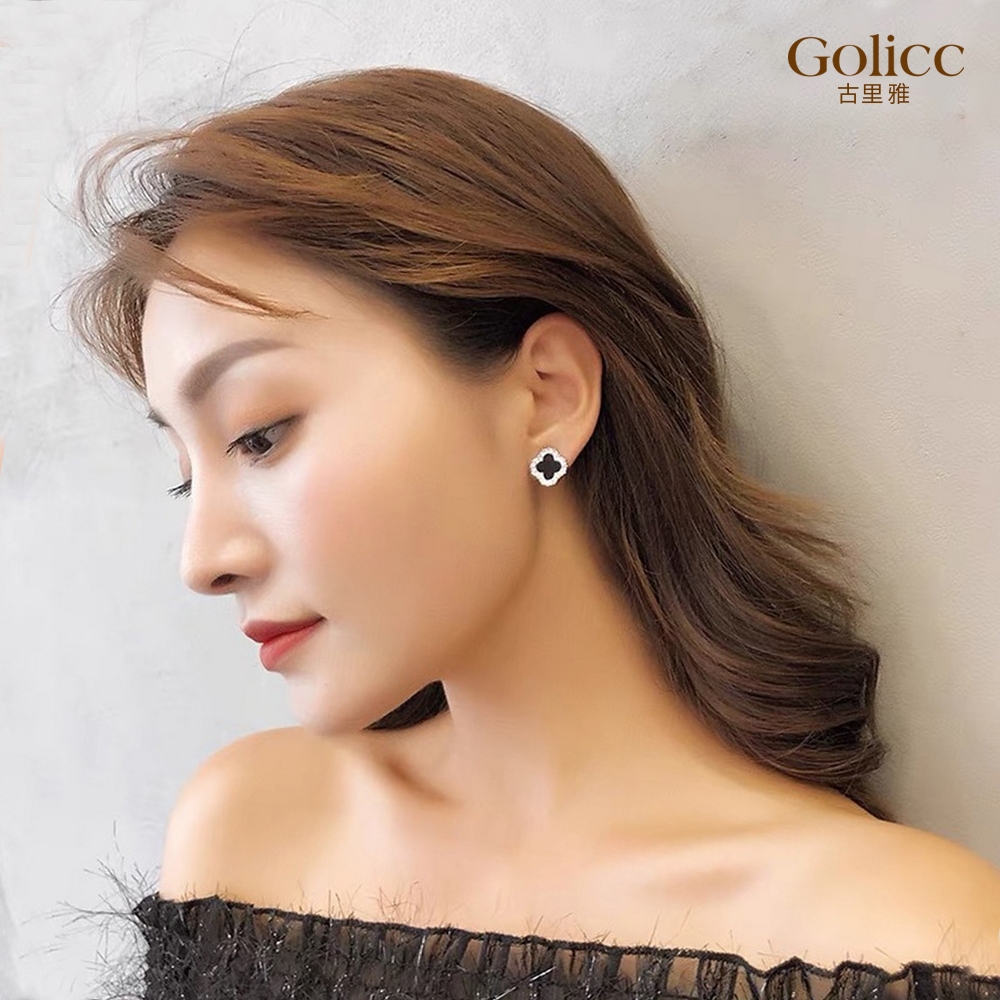 【Gulicc 】古莉可 耳環 經典 四葉草 水鑽耳釘, , large