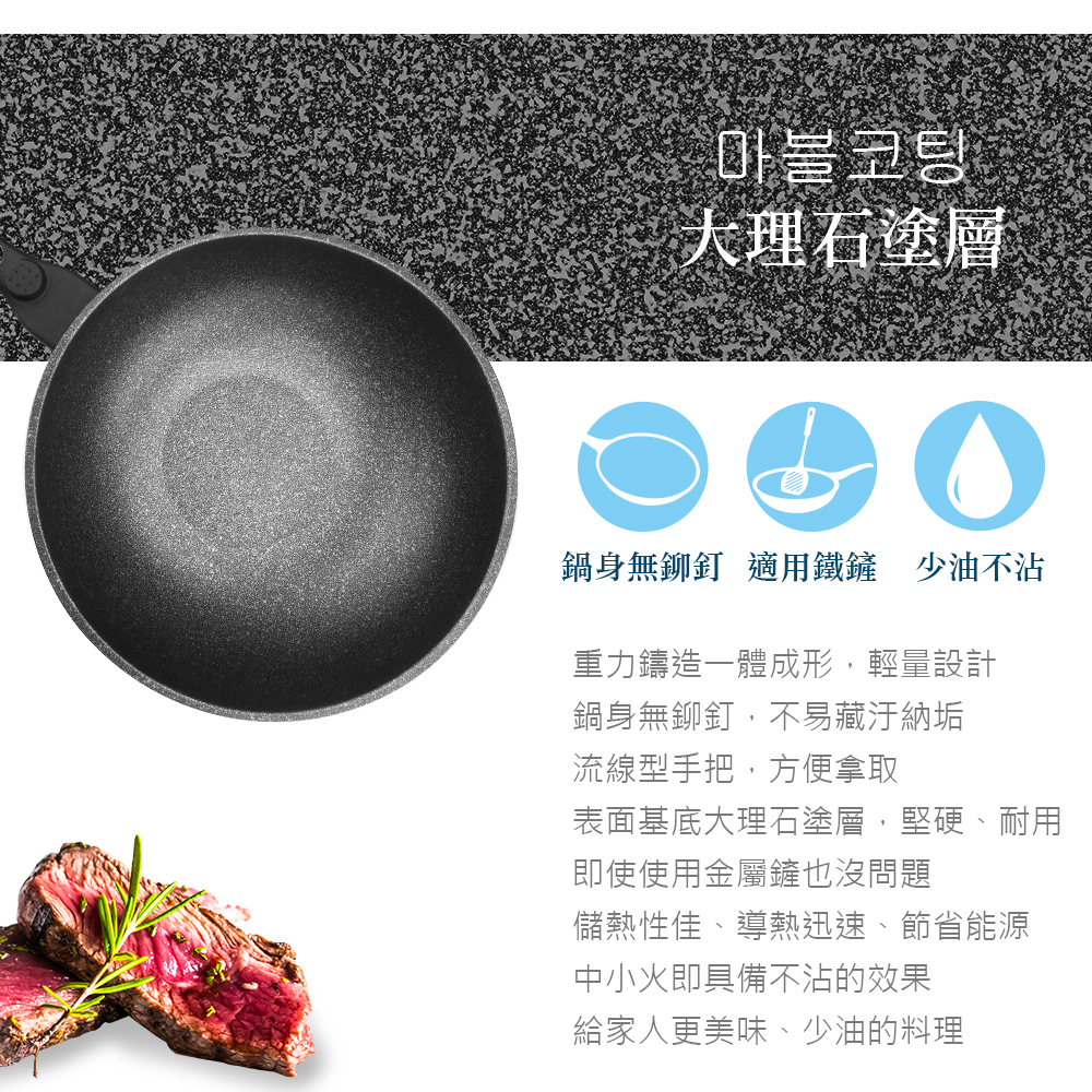 CLARE 可蕾爾 韓式不沾炒鍋IH附蓋 32cm-Leidea樂德兒, , large