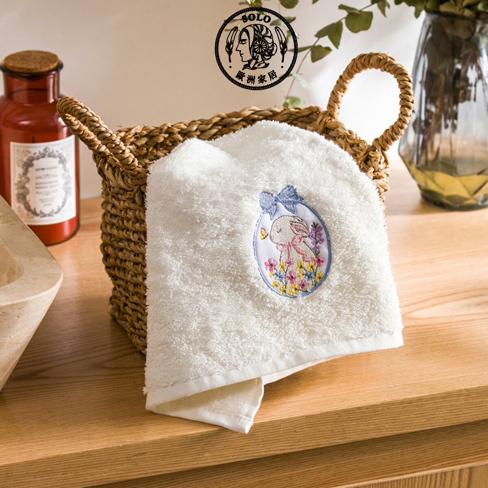 【SOLO歐洲家居】LCW Home 土耳其製 50x80cm 萌兔野餐刺繡棉質毛巾 100%純棉 超吸水, , large