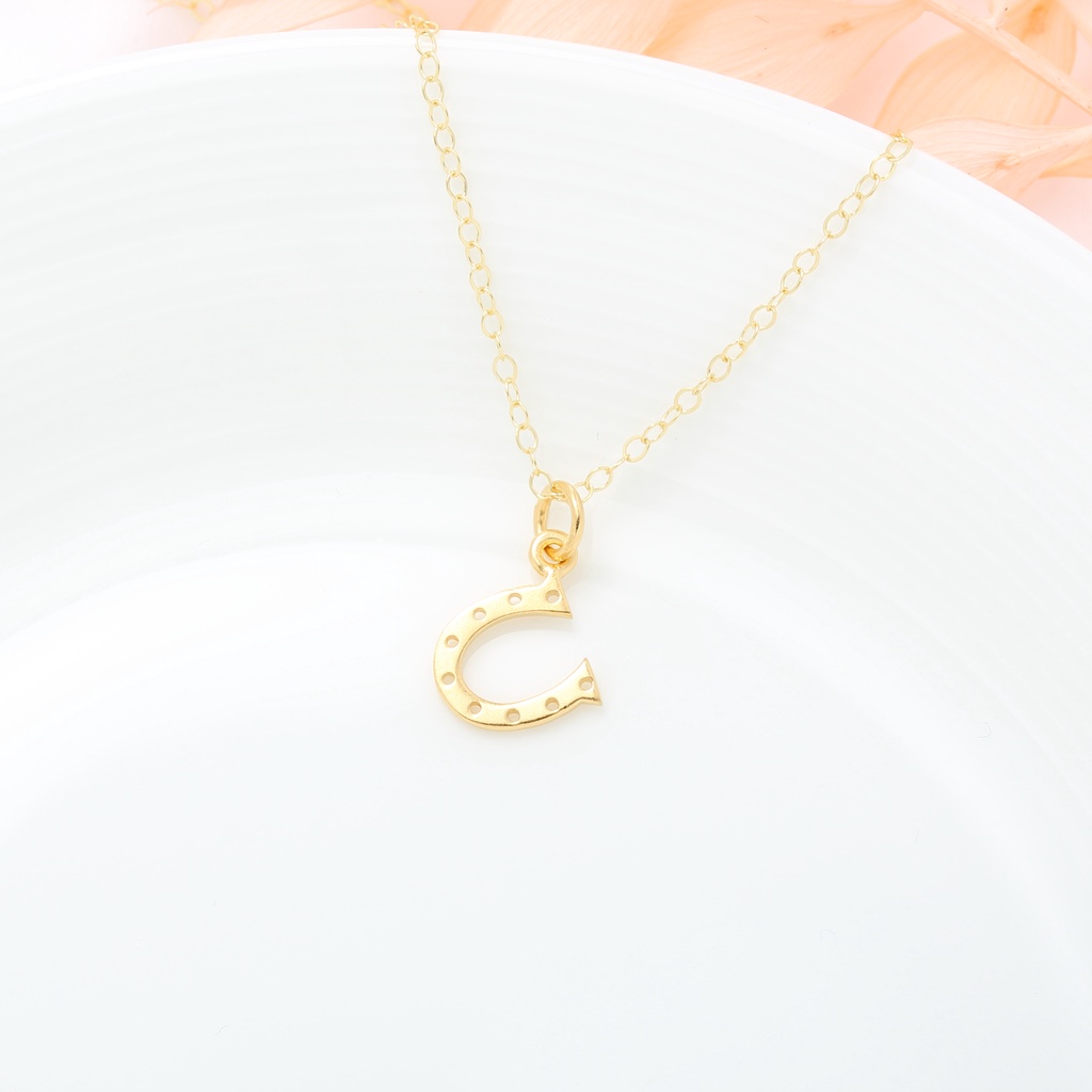 【Angel & Me】Golden Lucky Horseshoe s925 sterling silver necklace gift, , large