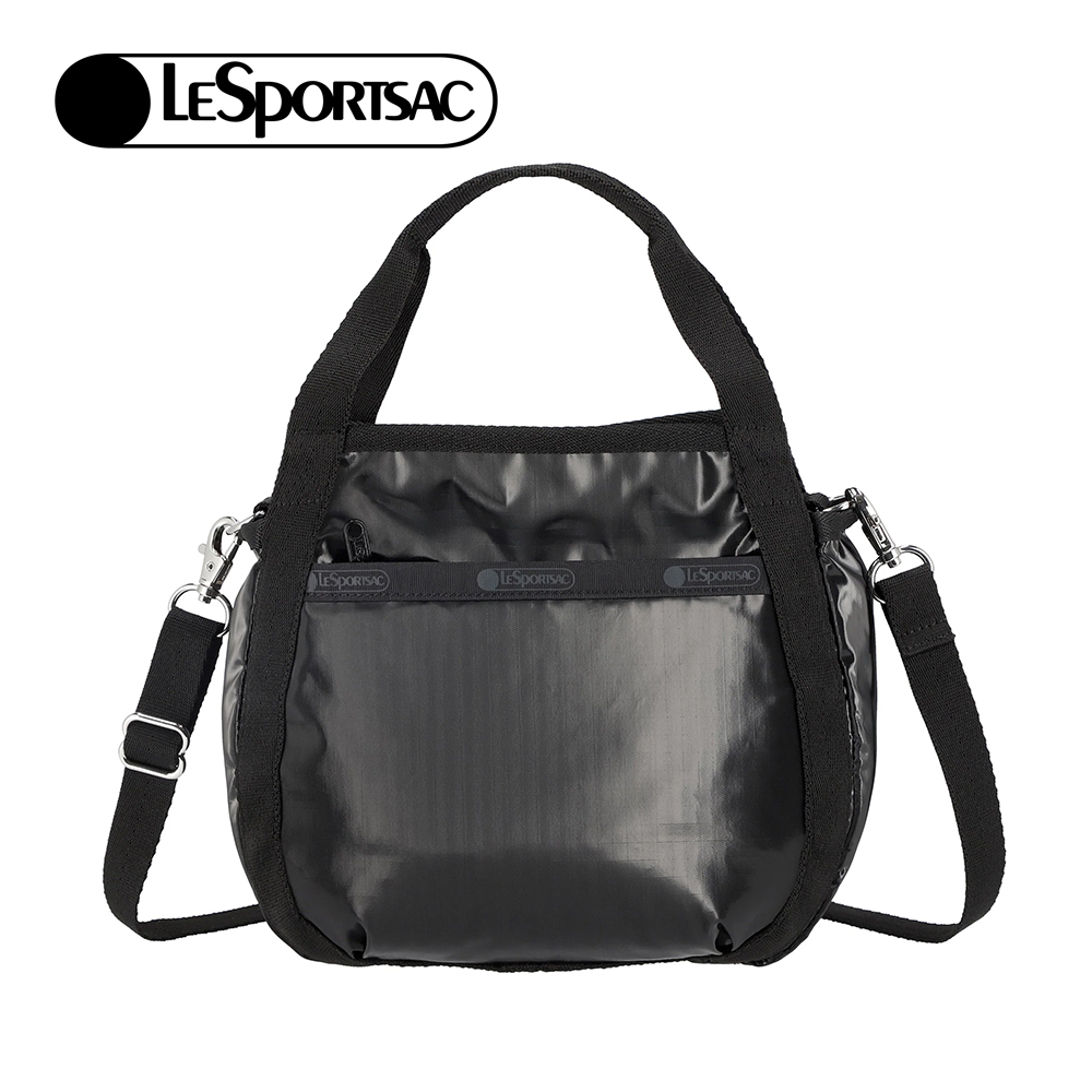 Lesportsac Small Jenni Crossbody 斜背手提水桶包 兩用包 側背包 送禮 禮物 女包(亮面黑), , large