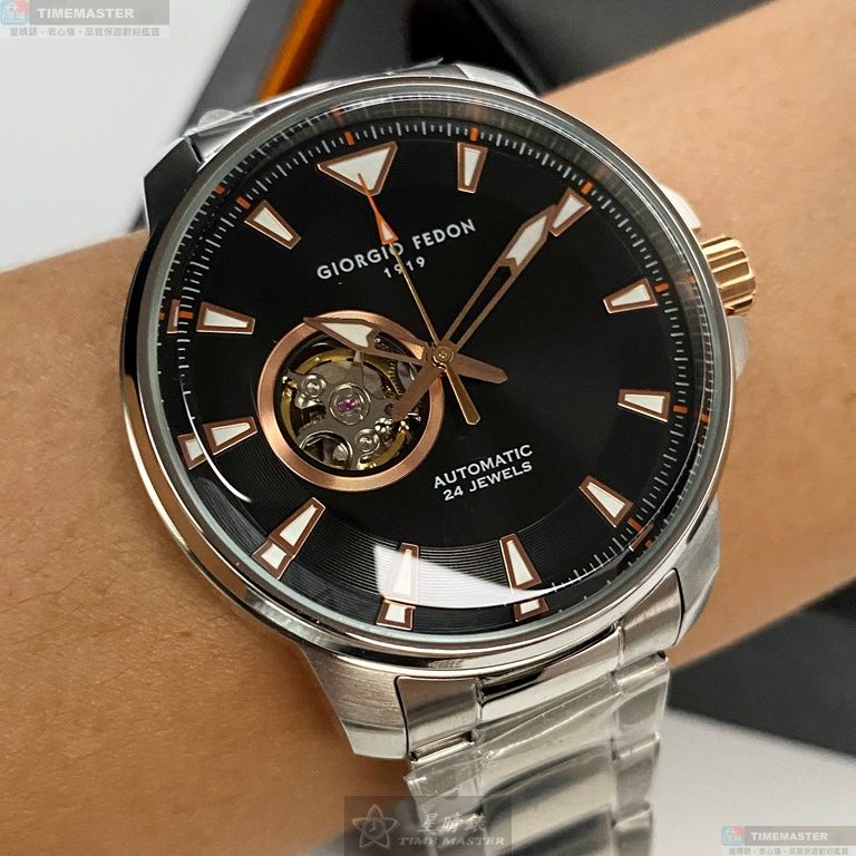 [星晴錶業]GiorgioFedon1919手錶,46mm,GF00119黑色錶面銀錶殼銀色精鋼錶帶款, , large