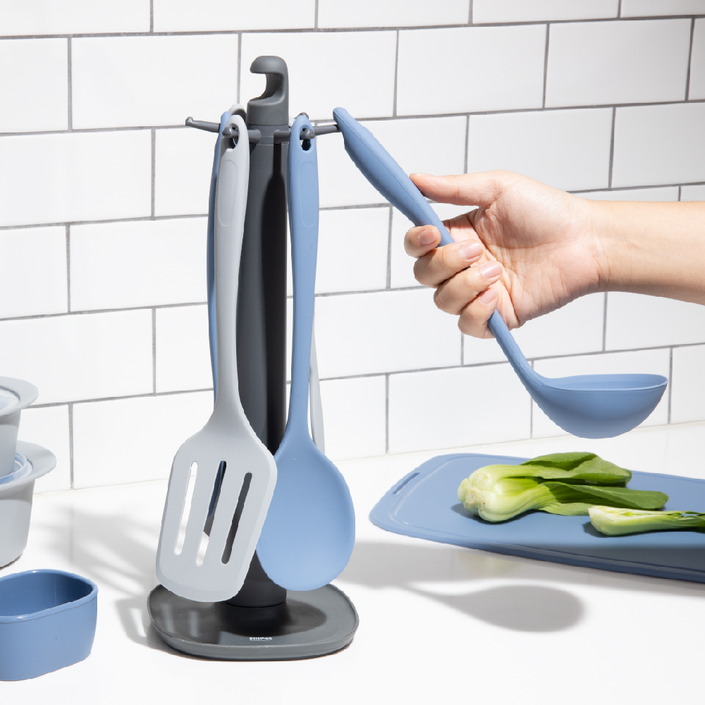 [Korean SiliPot] Kitchen Tool Rack (Aesthetically pleasing rack, can be sterilized with hot water), 冷灰, large