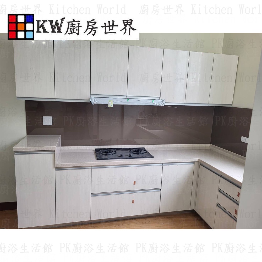 【KW廚房世界】系統廚具 廚房設計 客製化 廚櫃 流理台工廠直營 L型流理台 人造石檯面 木心板上櫃, , large
