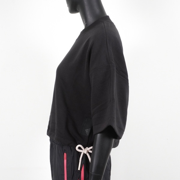 Adidas W SL Sweat 女 短袖上衣 T恤 亞洲版 寬鬆 短版 休閒 穿搭 愛迪達 黑 [H36603], , large