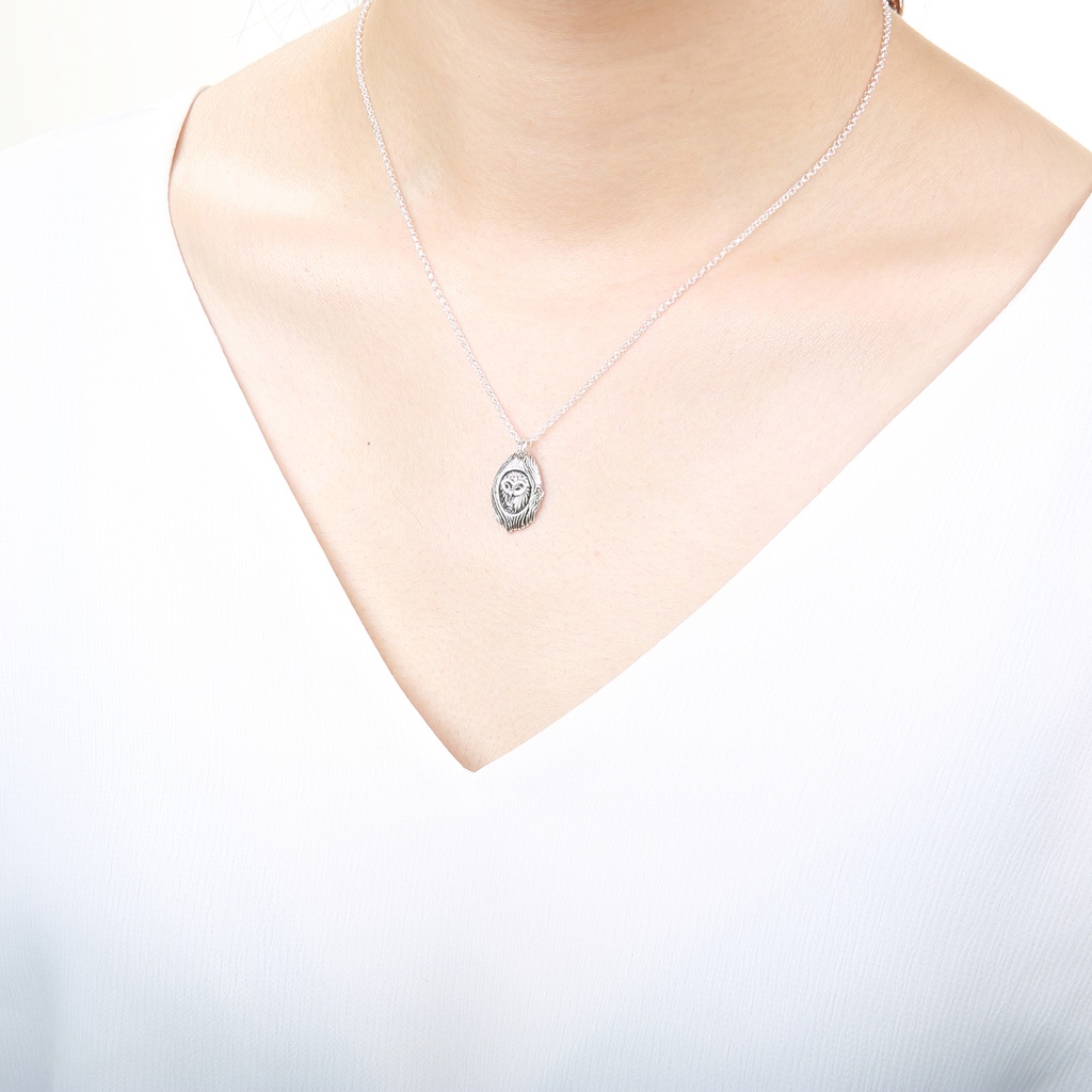 【Angel & Me】Owl in a tree hole s925 sterling silver necklace handmade gift, , large