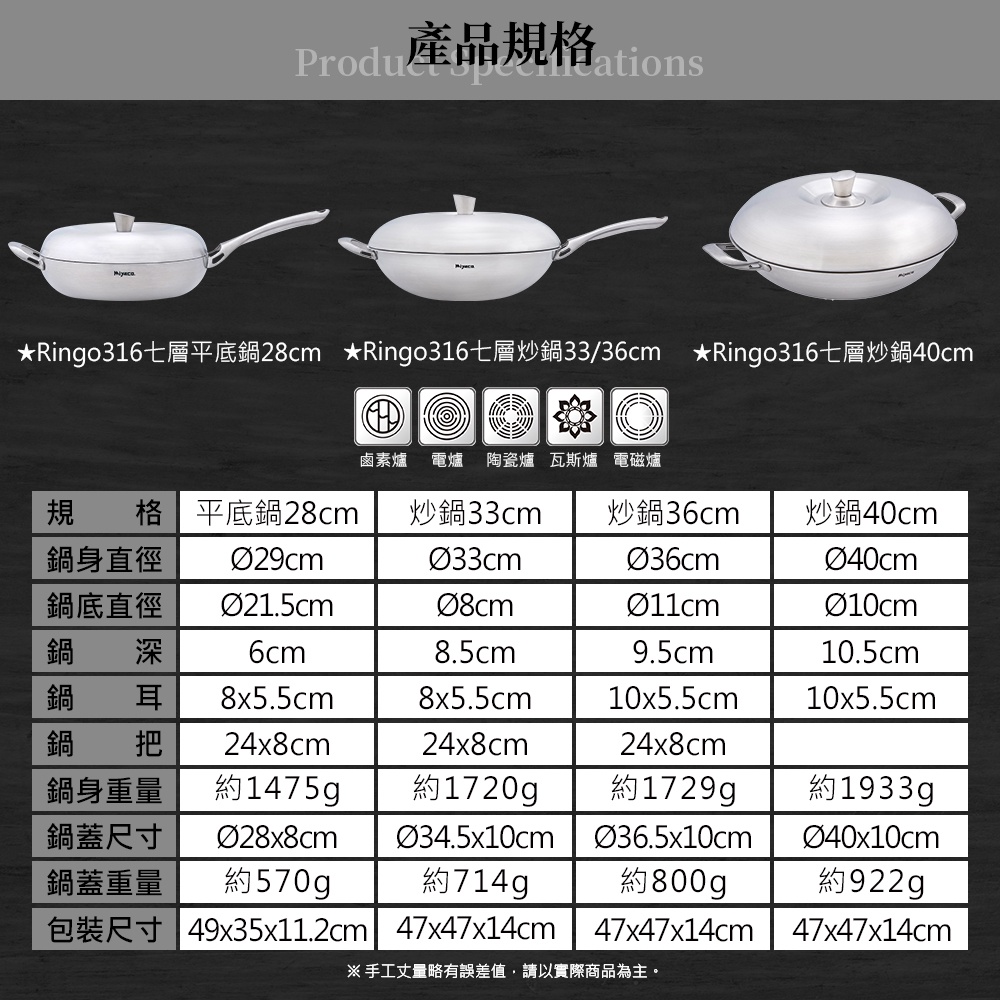 Miyaco 米雅可 Ringo316不銹鋼七層複合金炒鍋IH 40cm-Leidea樂德兒, , large