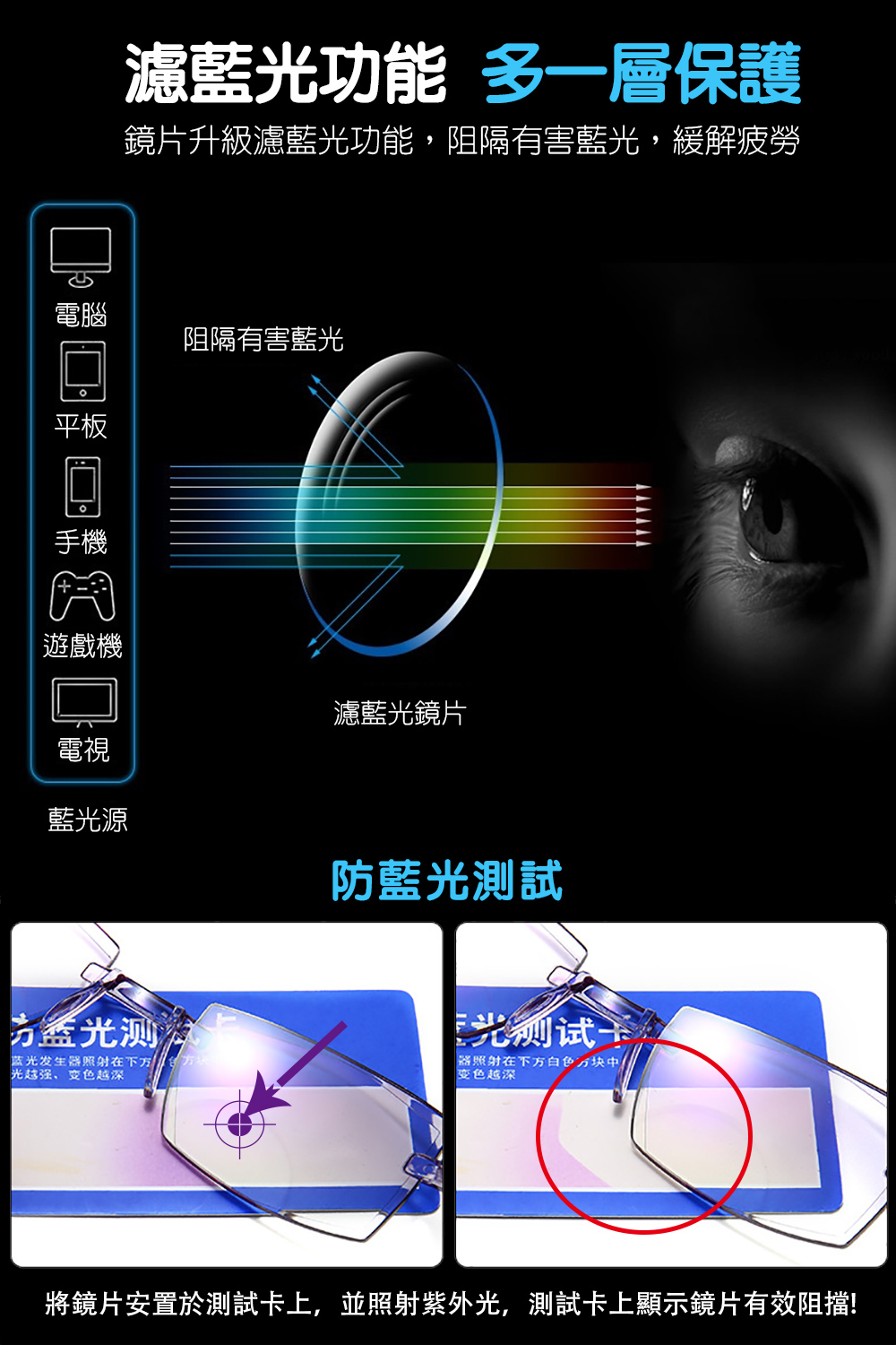 MEGASOL 抗UV400濾藍光超輕無框老花眼鏡(經典濾藍光老花-809Z-2件組) 黑色 350度, , large