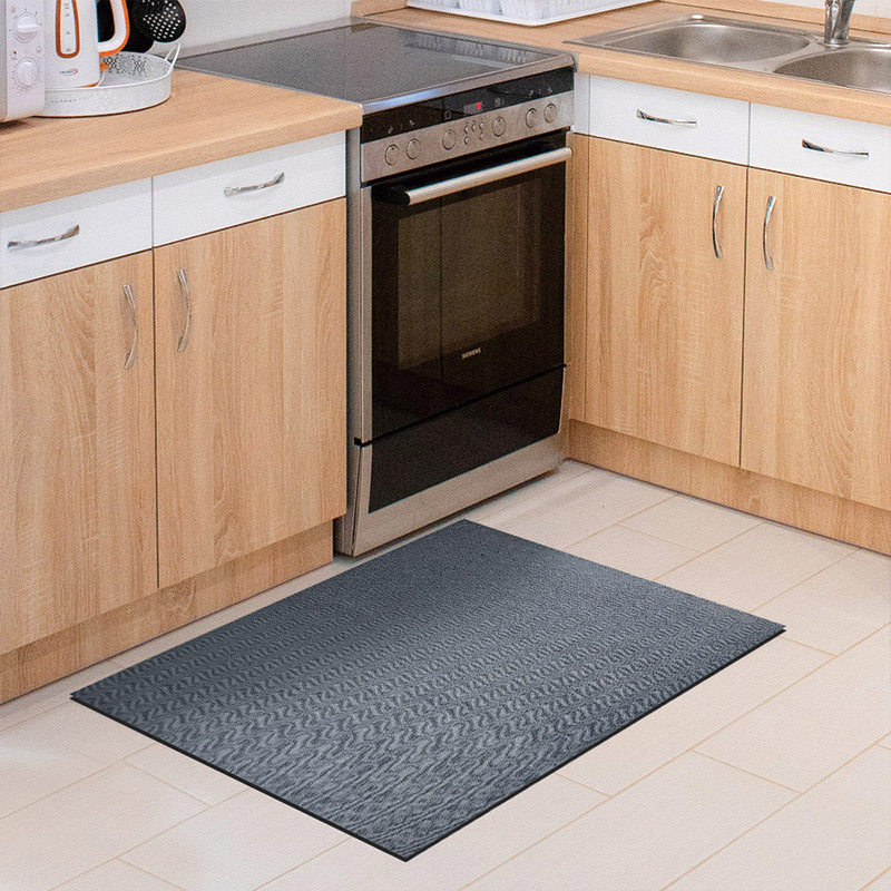 【Monster】 Kitchen Leather-Texture Waterproof Mat (80x50cm) &ndash; Gray, , large