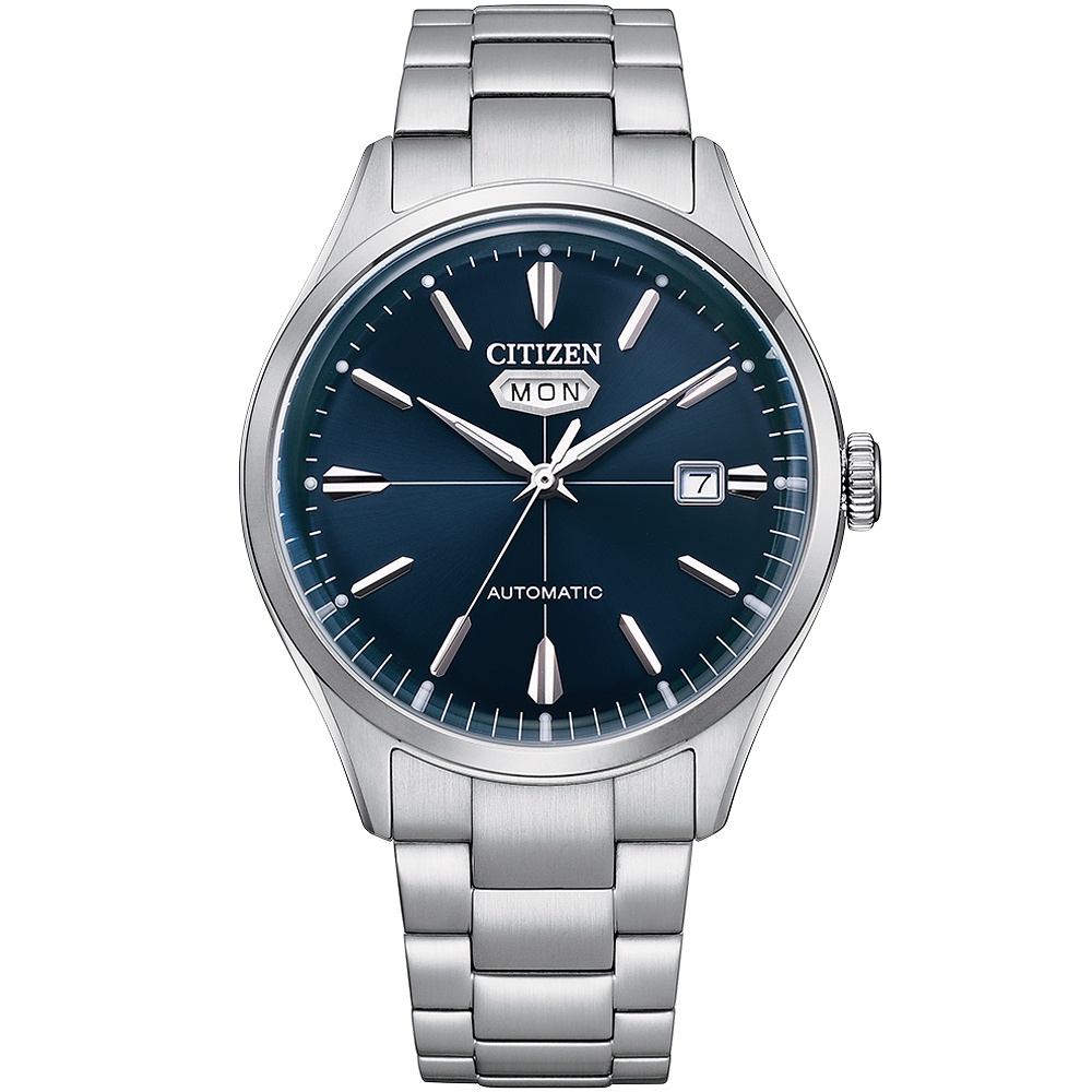 CITIZEN 星辰 C7 經典復刻日曆機械錶-銀x藍 NH8391-51L, , large