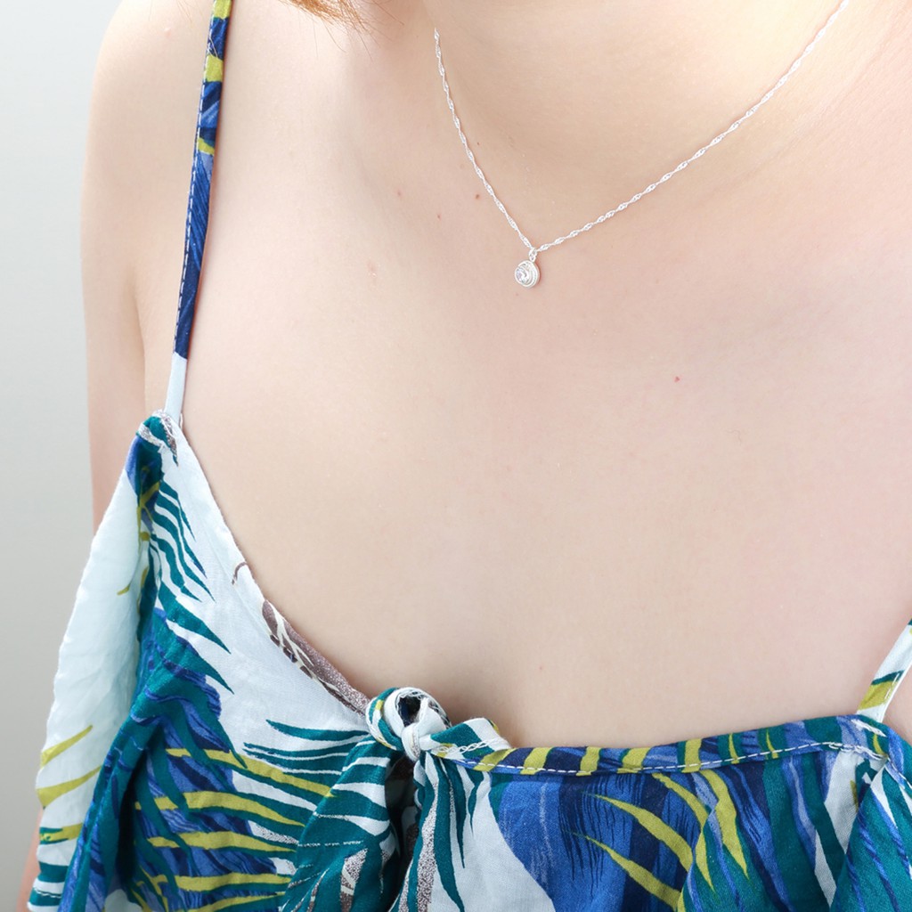 【Angel & Me】Twist Single Diamond cz s925 sterling silver necklace birthday gift, , large
