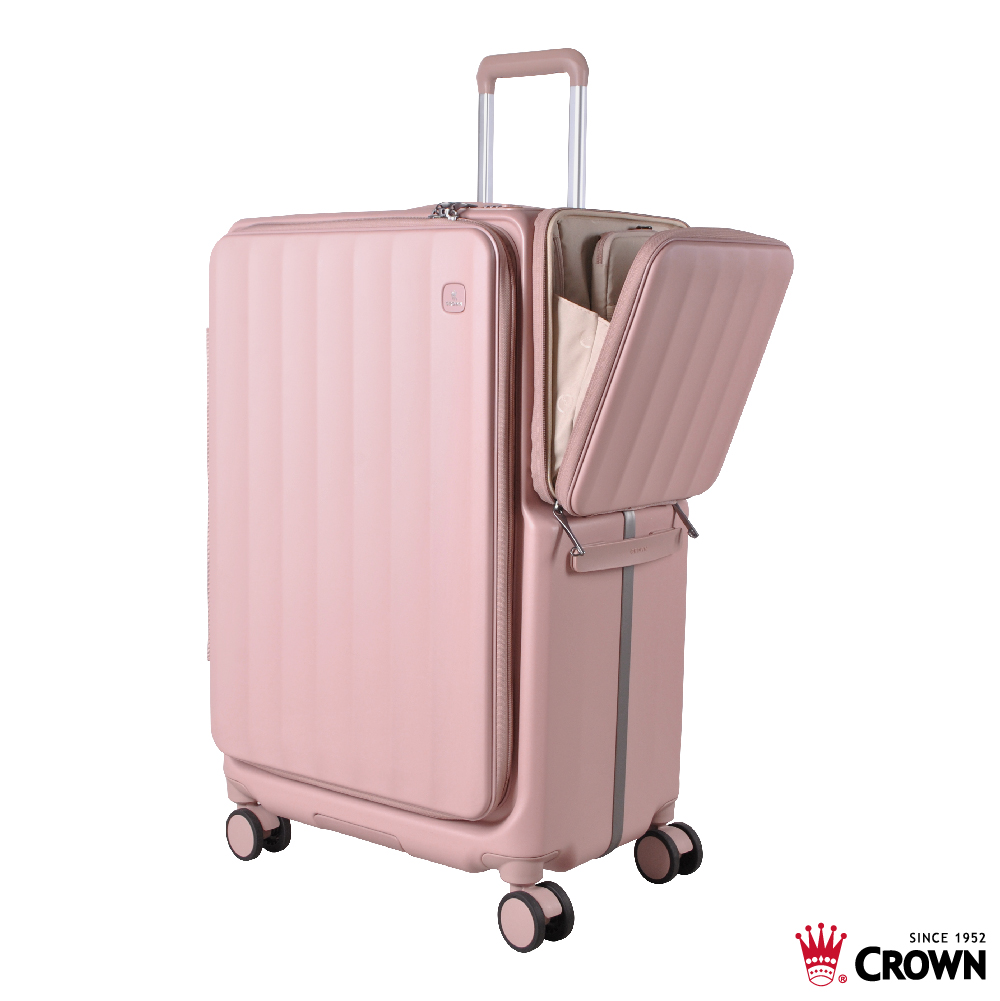 【CROWN】WAVE 29吋前開式側袋磁吸剎車箱-奶霧玫瑰, , large