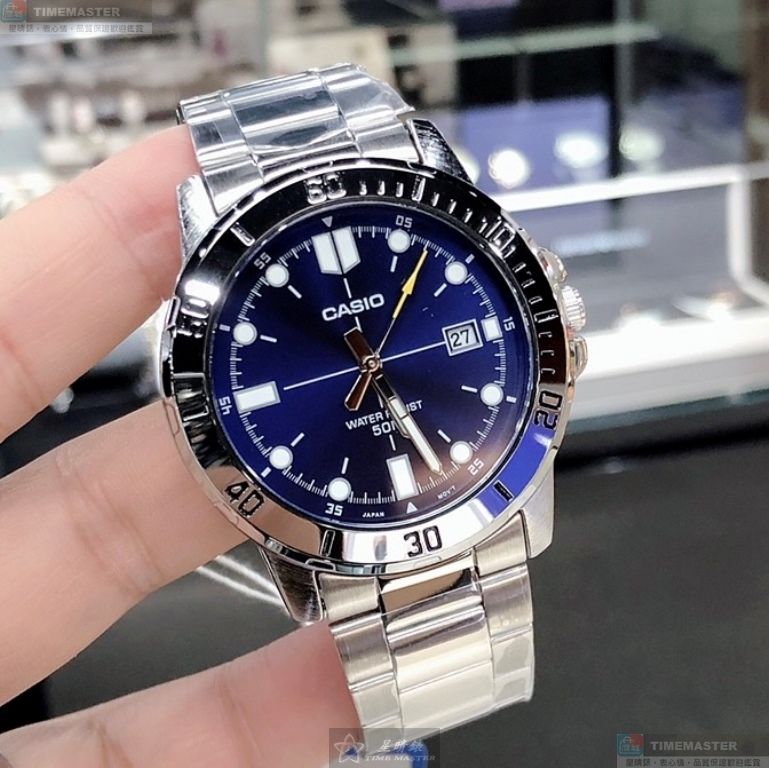 [星晴錶業]CASIO手錶,44mm,CA56833寶藍色錶面銀錶殼銀色精鋼錶帶款, , large