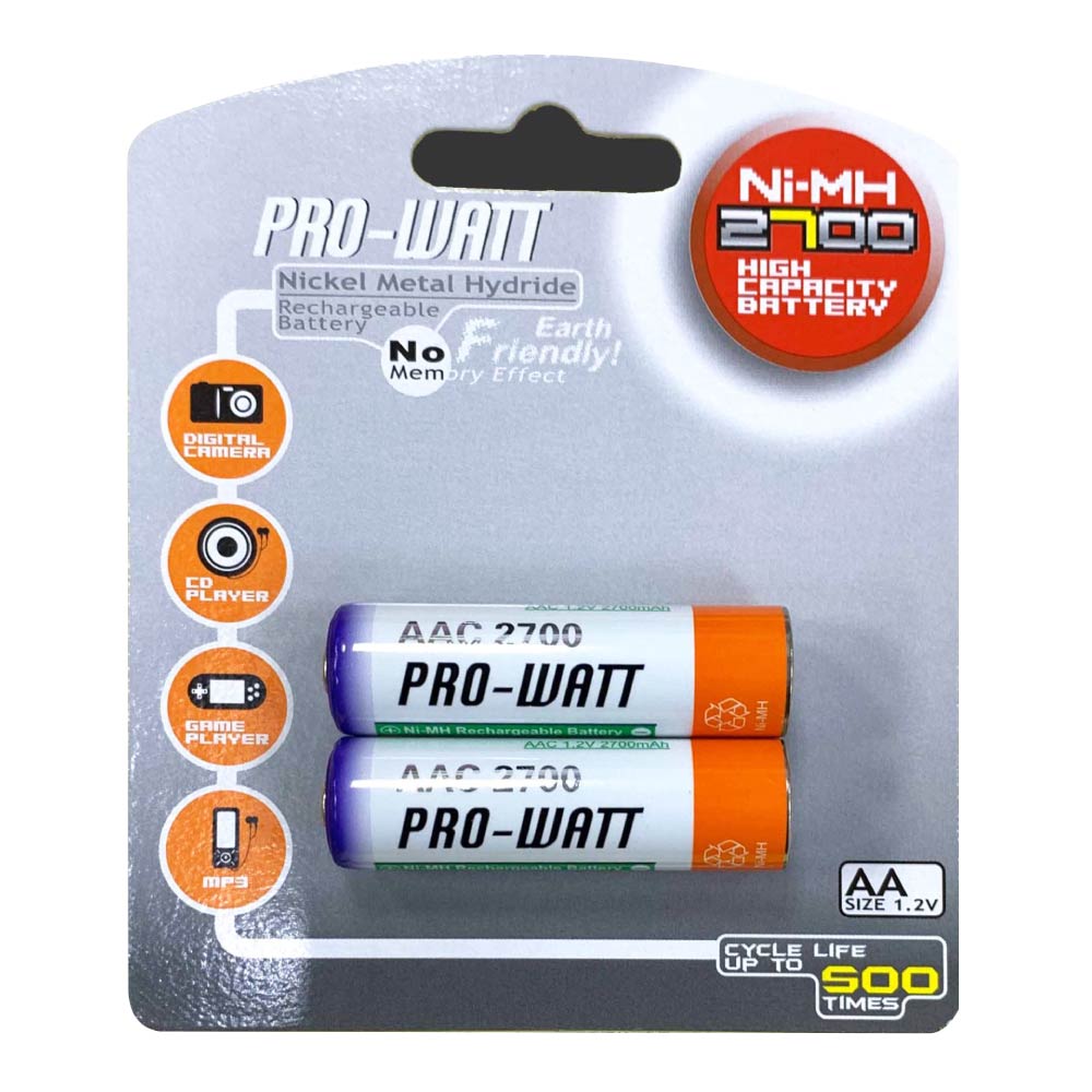 [寶旺旺] 華志PRO-WATT 2700mAh 3號AA 2入 鎳氫 充電電池(1.2V 重複充電500次) YFB3-2-2700, , large