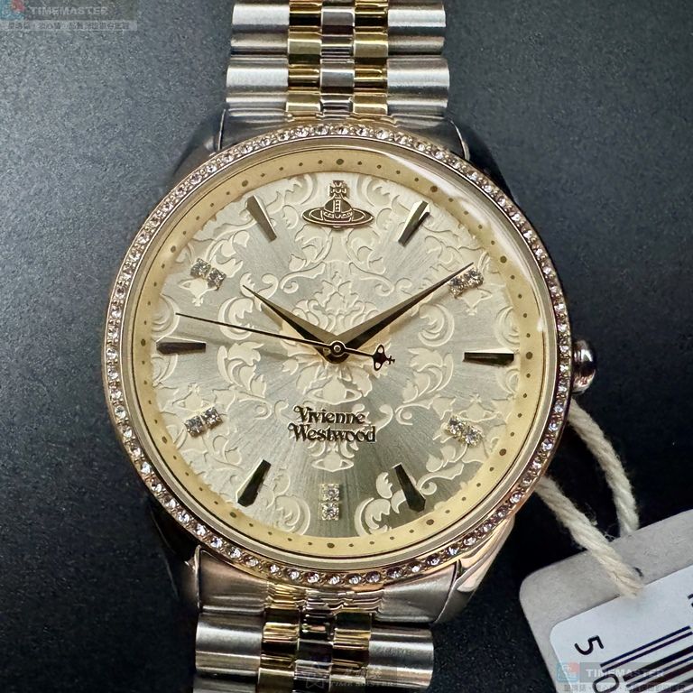 [星晴錶業]Vivienne Westwood手錶,38mm,VW30325銀白色錶面金色錶殼金銀相間精鋼錶帶款, , large