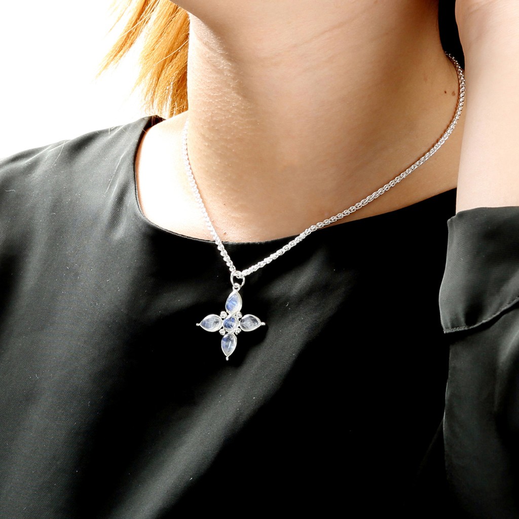 【Angel & Me】Elegant Cross Moonstone s925 sterling silver necklace birthday gift, , large
