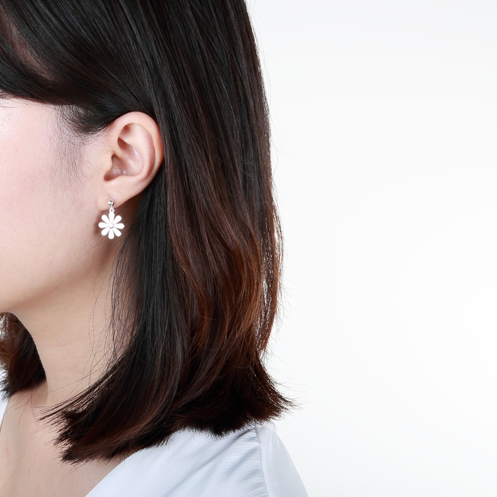 【Angel & Me】Daisy Flower s925 sterling silver earrings (changeable ear clips), , large