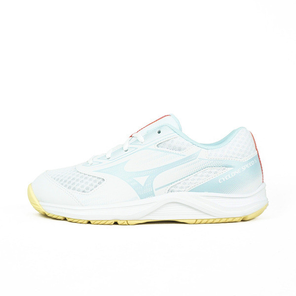 Mizuno Cyclone Speed 5 女 排球鞋 穩定 包覆 回彈 白 水藍 [V1GC258030], , large