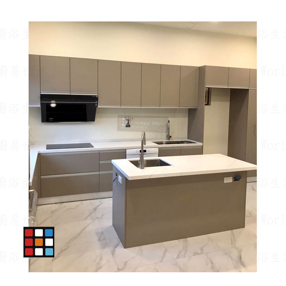 【KW廚房世界】系統廚具 廚房設計 客製化 廚櫃 流理台 工廠直營 奶茶色中島流理台, , large