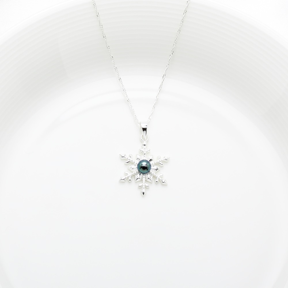 【Angel & Me】Snowflake Pearl s925 sterling silver necklace Birthday gift, , large