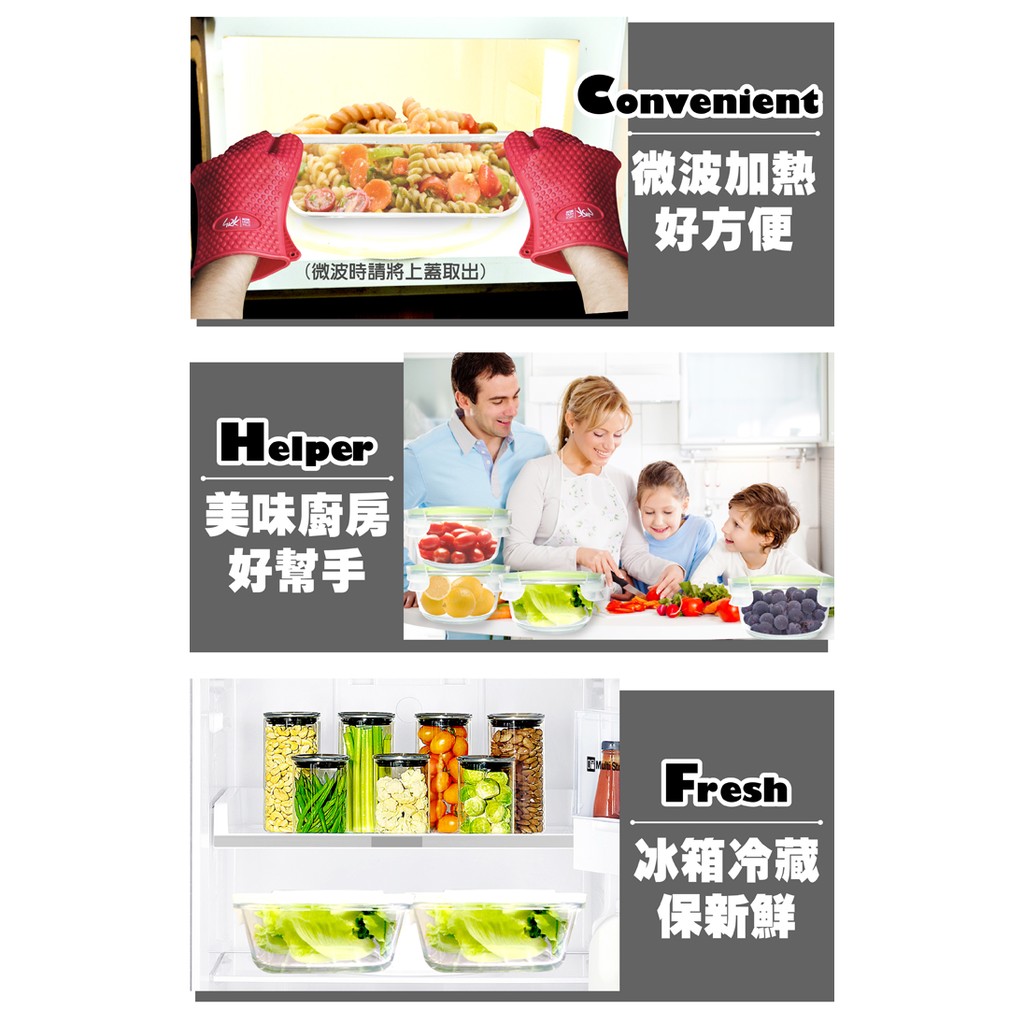 GS MALL 台灣製造 密扣玻璃保鮮禮盒組 密扣盒 玻璃盒 保鮮盒 便當盒 收納盒 圓形盒 耐熱保鮮盒, , large