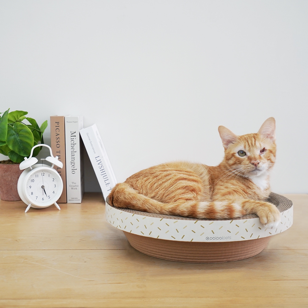 【paipaipets】Cardboard cat scratcher bowl, , large