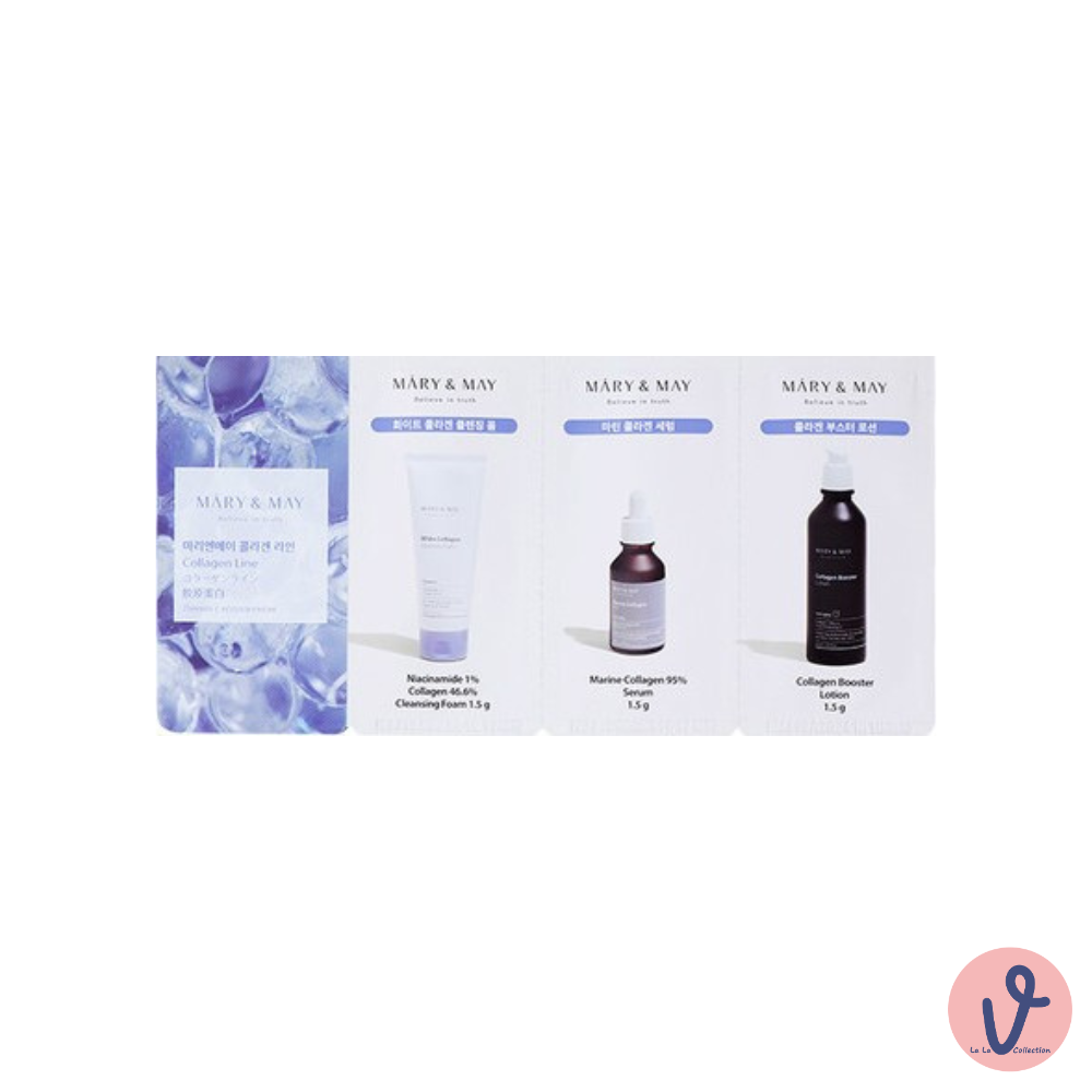 [LaLa V]韓國MARY&MAY 潔顏+精華+乳液 膠原蛋白試用組 1.5ml, , large
