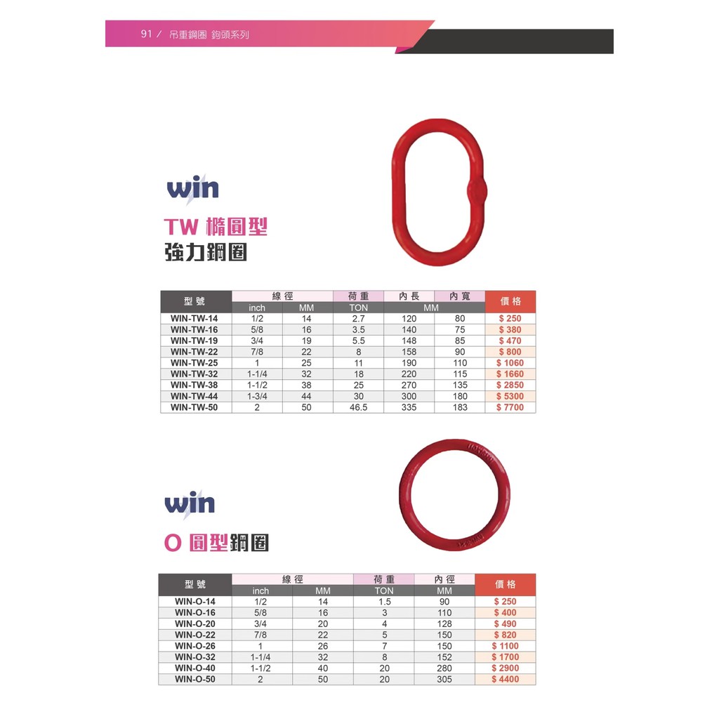 WIN 五金 台灣製造 WIN 1/2=2.2T橢圓形鋼圈 吊重鋼圈 起重鋼圈 特殊吊鍊 吊鍊組 吊重產品 吊重圈 吊環, , large
