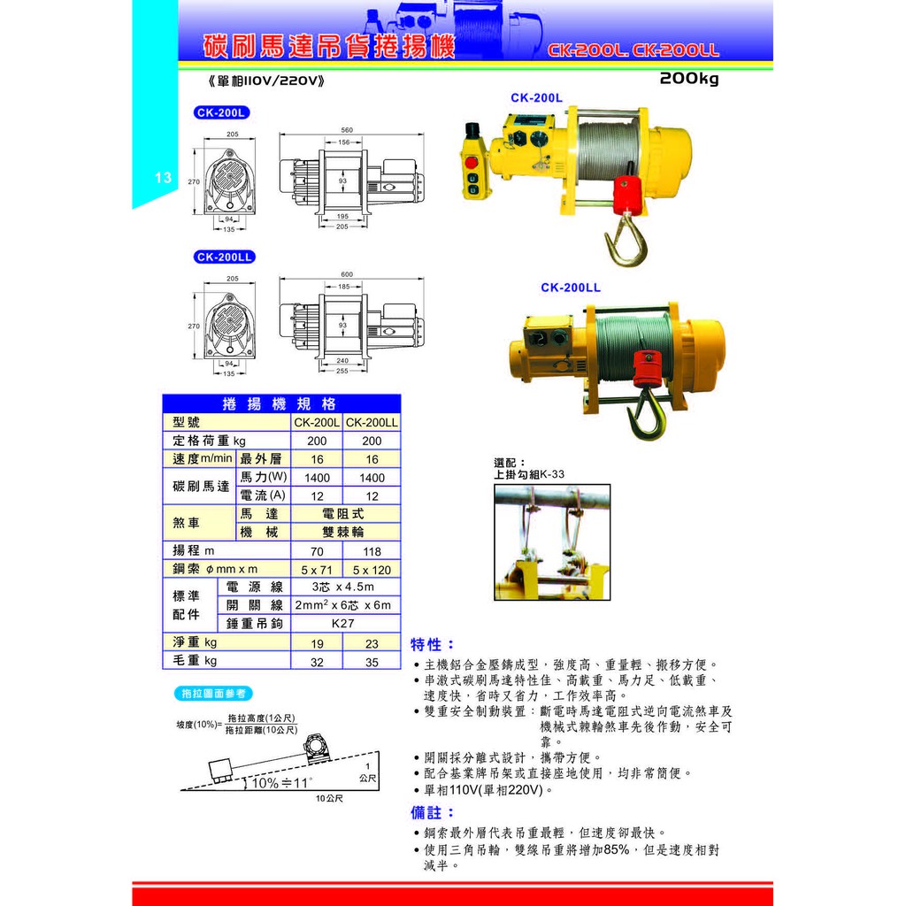 WIN 五金 基業牌 CK-300LL高揚程 超高揚程 鋼索 碳刷式吊磚機  高樓小吊車 小金剛 電動吊車 高樓吊車, , large