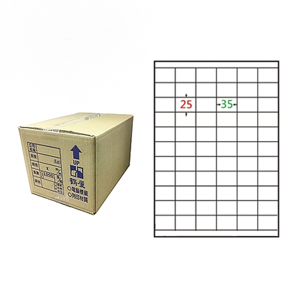 【鶴屋】A4電腦標籤 25x35mm 直角 66格 1000張入 / 箱(L2535 LX), , large