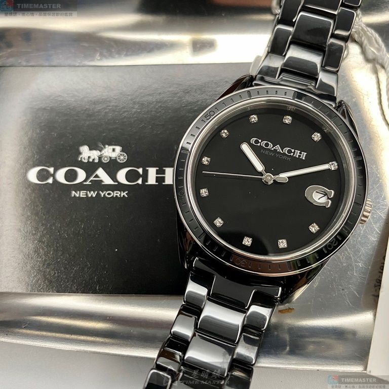 [星晴錶業]COACH手錶,36mm,CH00103黑色錶面黑錶殼深黑色陶瓷錶帶款, , large