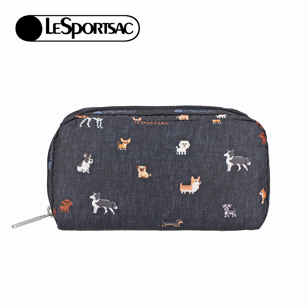 Lesportsac Rectangular Cosmetic 長形化妝包 盥洗包 收納包 女包(像素小狗), , large