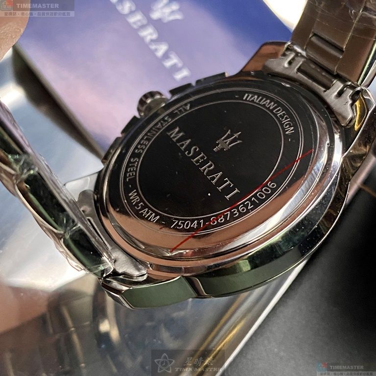 [星晴錶業]MASERATI手錶,44mm,R8873621006槍灰藍錶面銀錶殼銀色精鋼錶帶款, , large