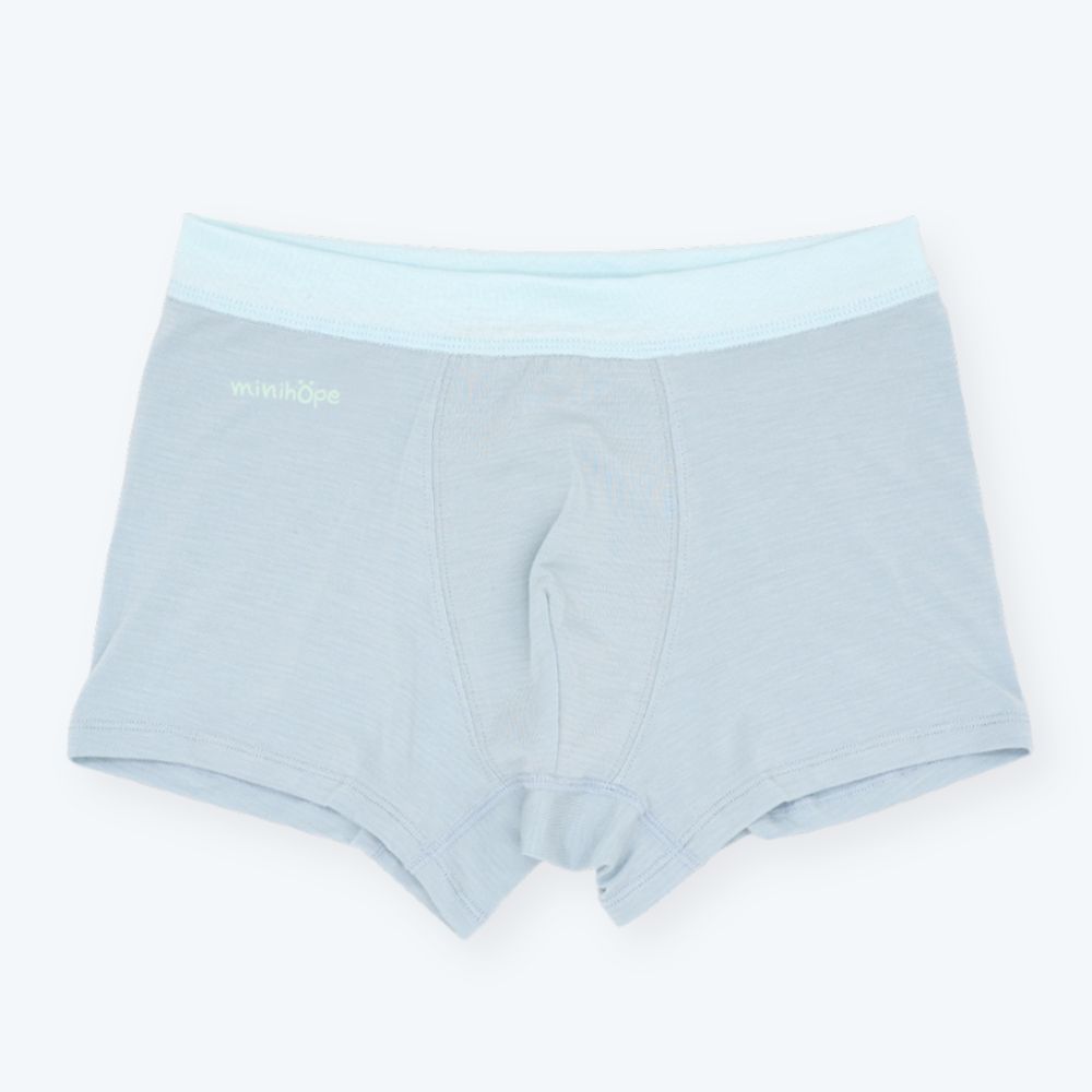 【minihope美好的親子生活】銀纖維抗菌內褲-青少年四角(40-70kg)-霧藍, , large