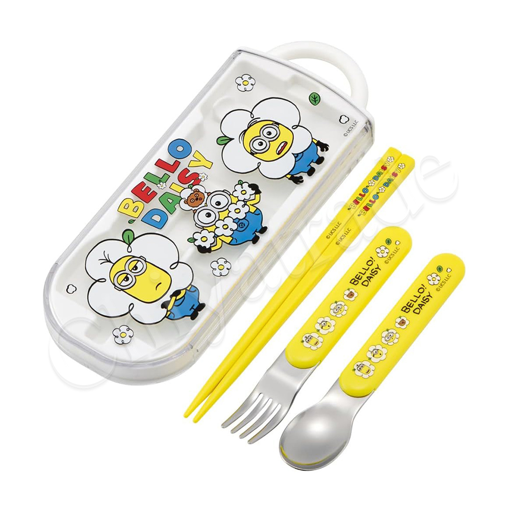【百科良品】日本製 神偷奶爸 小小兵 環保筷子+湯匙+叉子三件餐具組 抗菌加工Ag+(日本境內版), , large