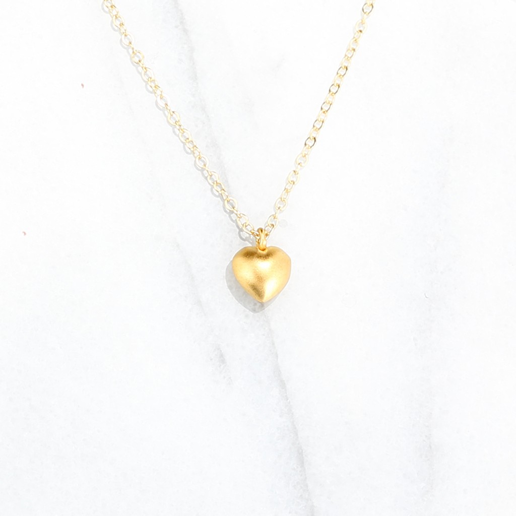 【Angel & Me】Love seed Heart s925 sterling silver 24k gold plated necklace gift, , large