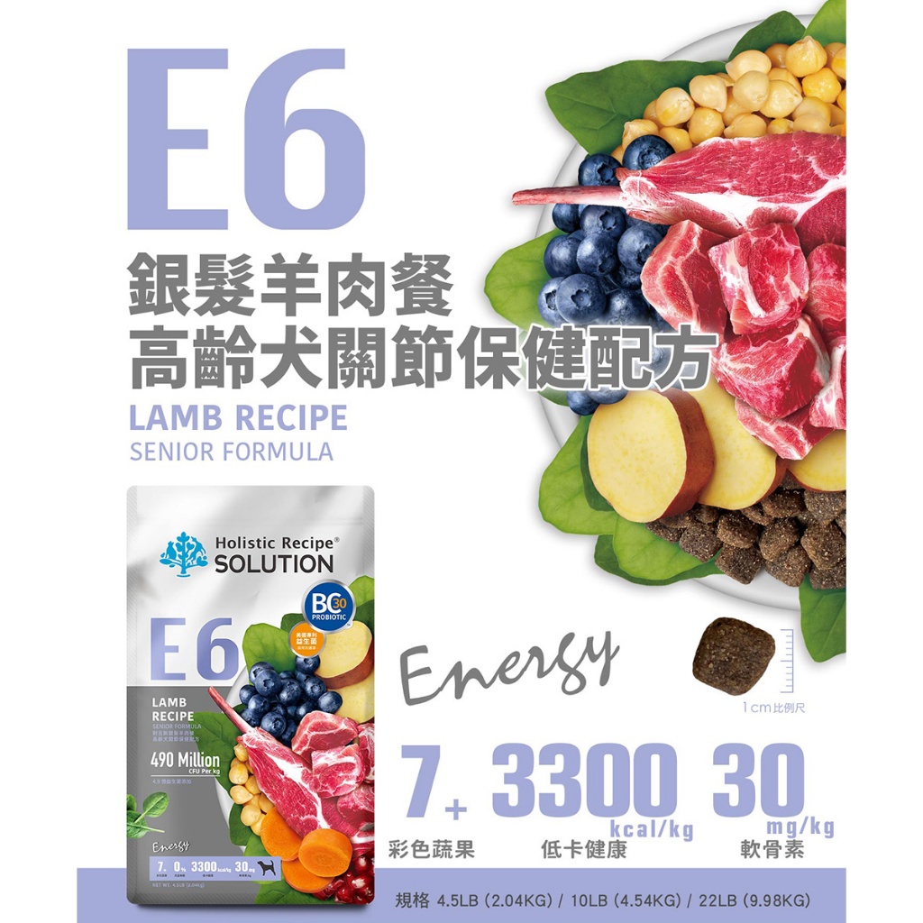 【耐吉斯】E6 銀髮羊肉餐  無穀高齡犬 關節保健配方(高齡犬飼料 狗飼料 狗糧 犬糧 狗食)4.5LB(2.04KG), , large