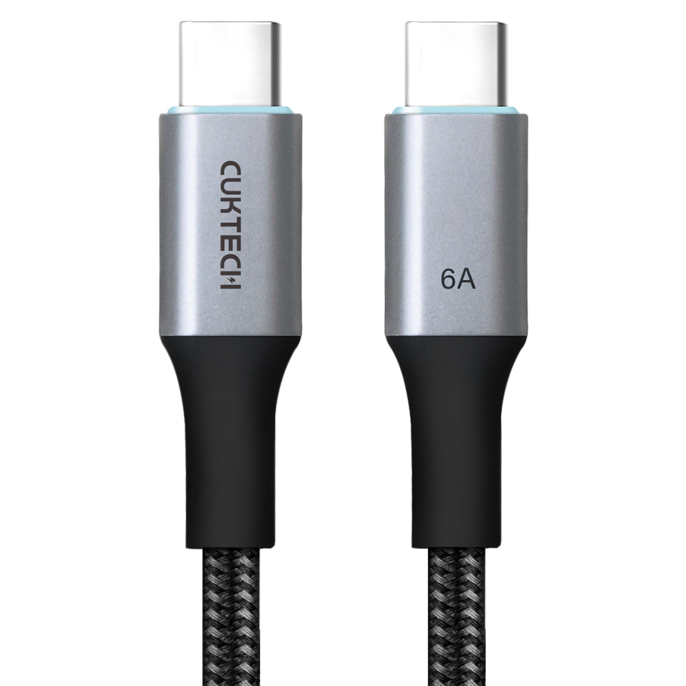 【三入組】CUKTECH 酷態科 TYPE-C 240W 6A 磁吸 1.5M 編織 CMC615 充電 數據線- 150公分/黑色, , large