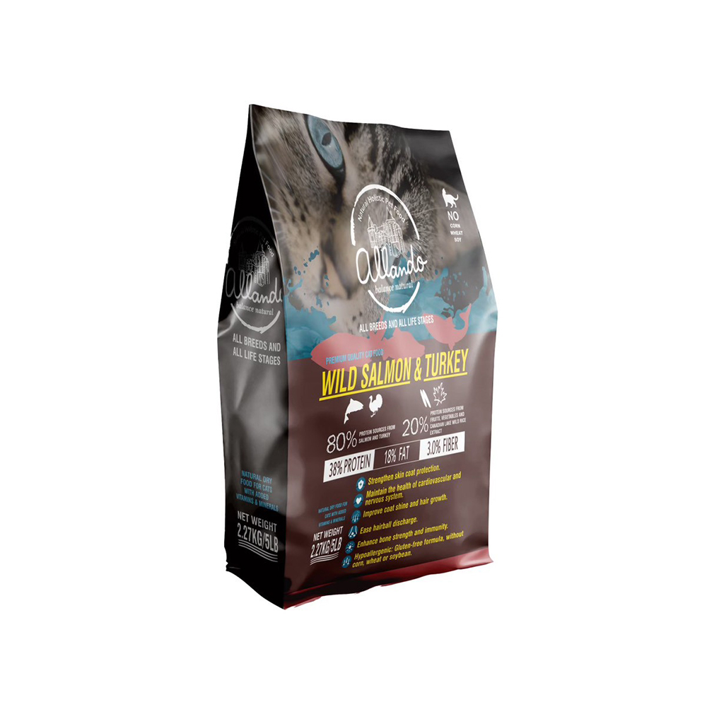 【Allando 奧藍多】無榖貓糧野生鮭魚+火雞肉2.27KG(全齡貓/貓飼料/貓糧), , large