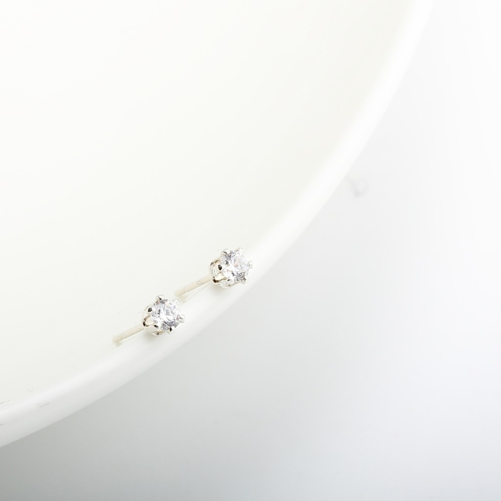 【Angel & Me】迷你 皇冠 3mm 瑞士單鑽 鑽石 s925 純銀耳環 耳夾, , large