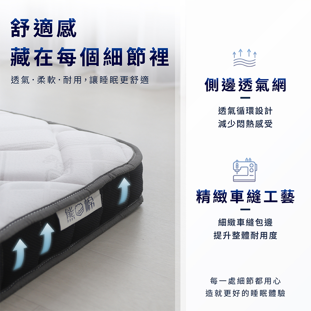 【 熊棉 】鋅盾獨立筒床墊, , large