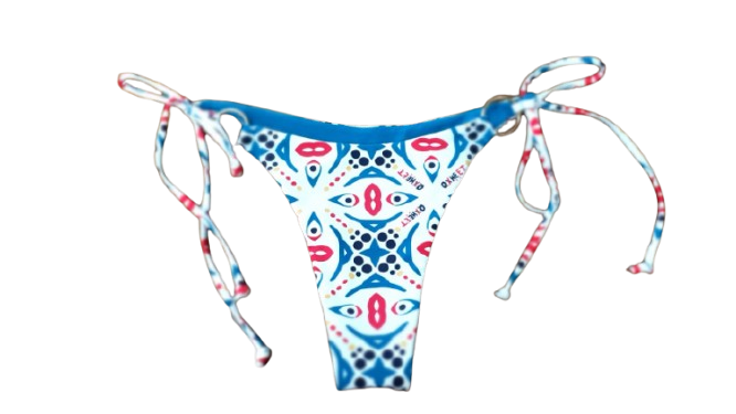 QXHEE.T. Made in Taiwan, metal ring strap swimming trunks (QX pattern/striped gray blue/ocean blue) in stock, , large