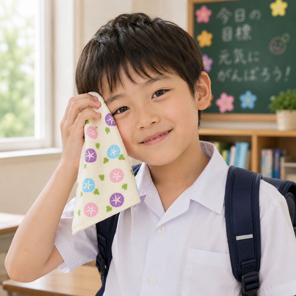 [瑪莎利亞]　日本製【濱文漾】純棉手帕/方巾－粉紫牽牛（3入組）, , large