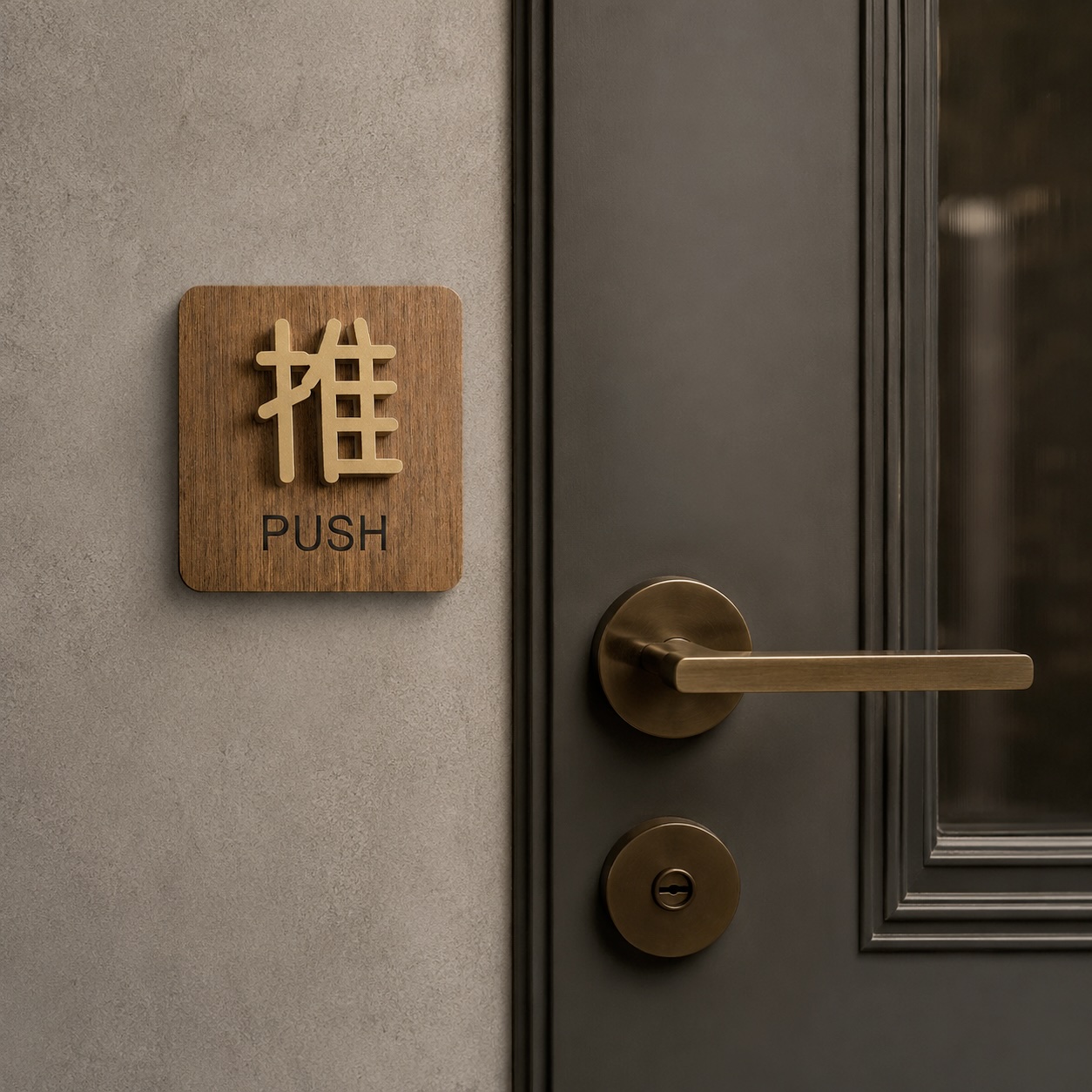 立體推拉門牌【推/拉】 辦公室推拉門告示牌 推拉告示牌 店面推拉門告示牌 木板告示牌 厚實底板 指示牌 標示牌 立體門貼 推拉指示, , large