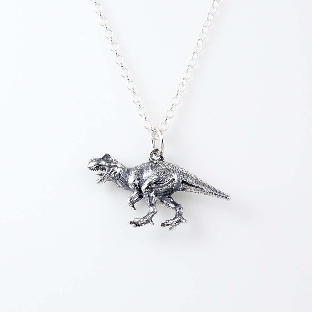 【Angel & Me】3D Dinosaur Tyrannosauru T-Rex s925 sterling silver necklace gift, , large