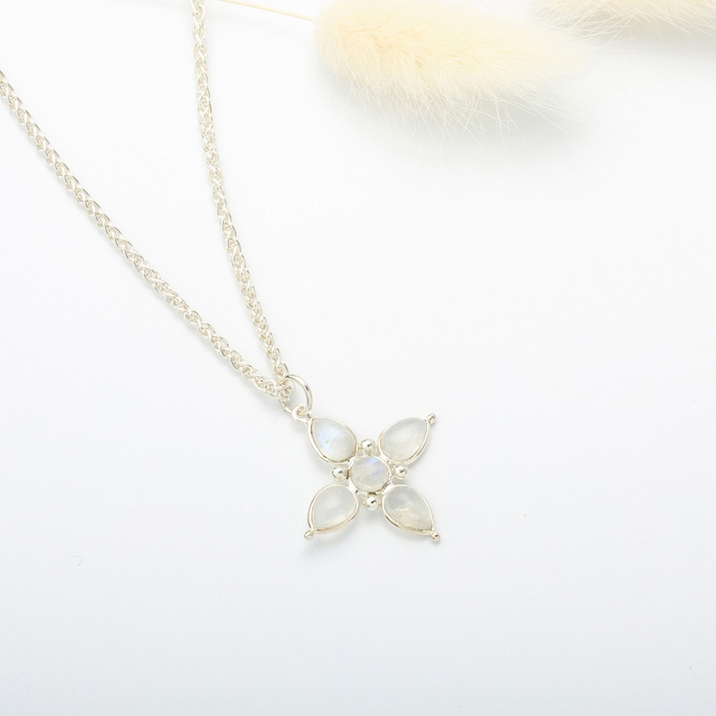 【Angel & Me】Elegant Cross Moonstone s925 sterling silver necklace birthday gift, , large