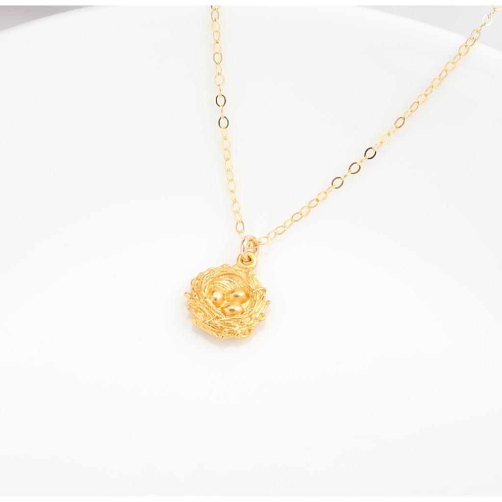 【Angel & Me】金窩 鳥巢 s925純銀 厚鍍24k純金項鍊 生日禮物, , large